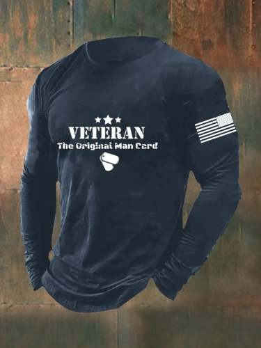 U.S Veteran Merch Long Sleeve Shirt The Original Man Card DD214 Man Card Shirt