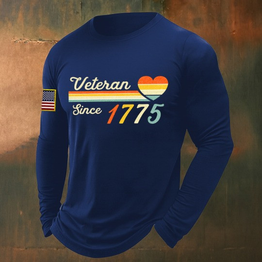 U.S Veteran Merch Long Sleeve Shirt Veteran Since 1775 Heart Best American Veteran Gifts