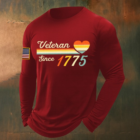 U.S Veteran Merch Long Sleeve Shirt Veteran Since 1775 Heart Best American Veteran Gifts