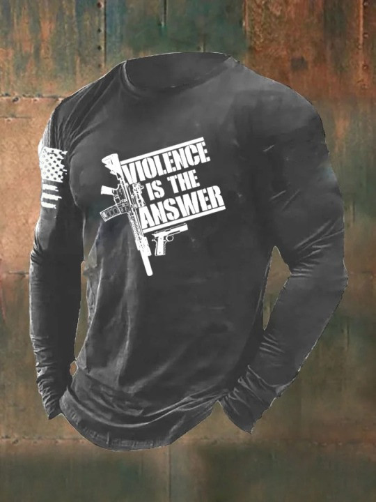 U.S Veteran Merch Long Sleeve Shirt Violence Is The Answer Best Retired Veteran Clothing