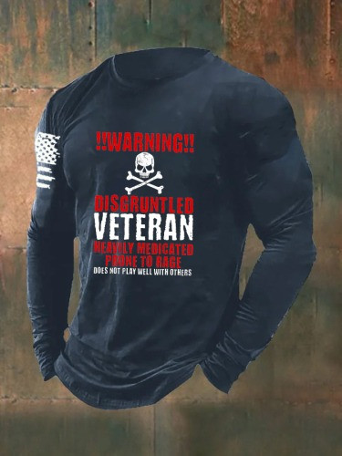 U.S Veteran Merch Long Sleeve Shirt Warning Disgruntled Veteran Best Veterans Day Gifts