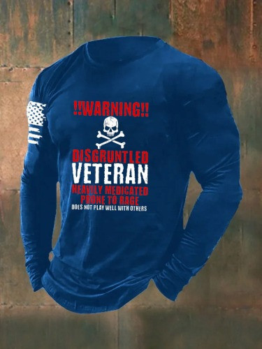 U.S Veteran Merch Long Sleeve Shirt Warning Disgruntled Veteran Best Veterans Day Gifts