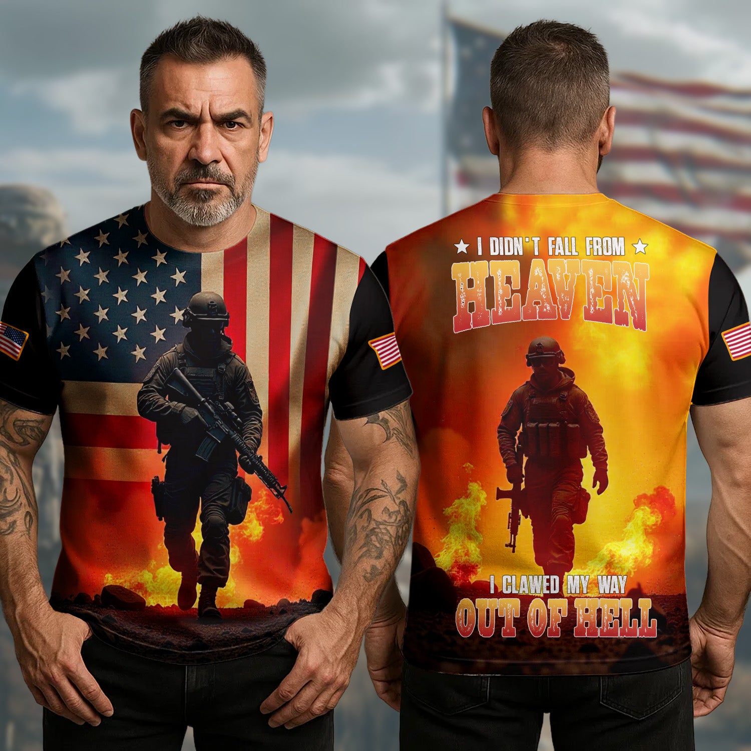 U.S Veteran T-Shirt I Clawed My Way Out Of Hell Veteran Remains Proud Veteran Merch