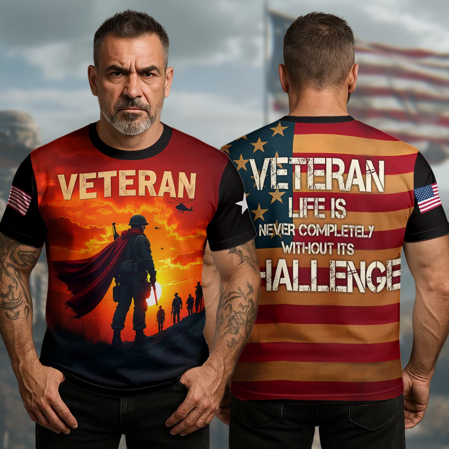U.S Veteran T-Shirt Veteran Life Is Never Completely Without Its Challenge Proud Veteran Gifts