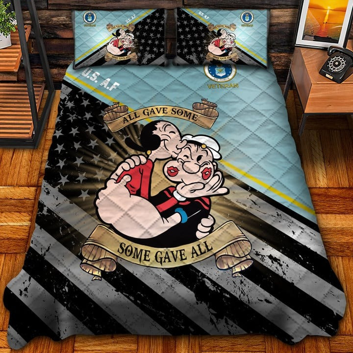 U.S. A.F Veteran Quilted Bedding Set Duvet Cover Bedspread Bedroom Decor Gift Ideas
