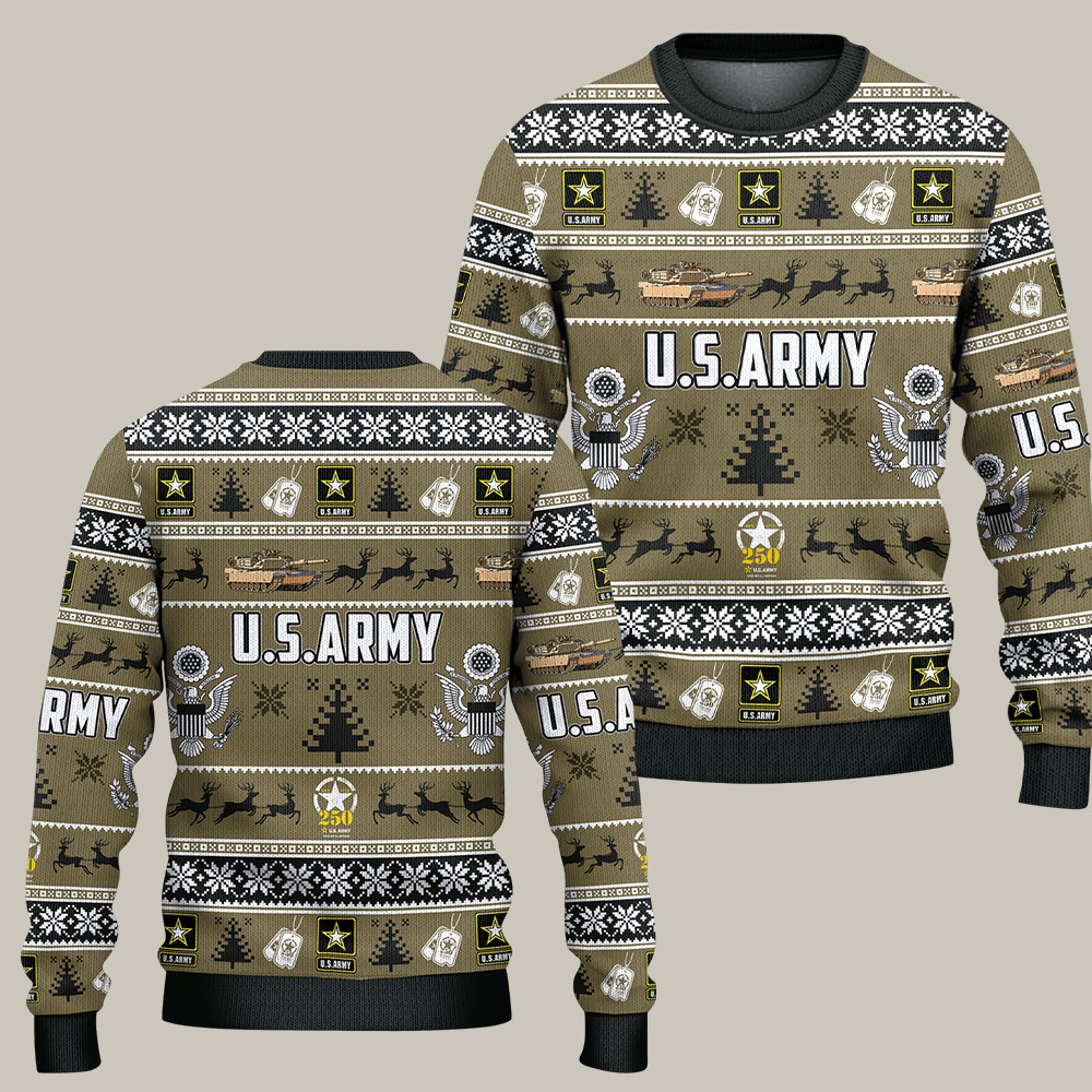 U.S. Army 250th Anniversary Christmas Ugly Sweater American Soldier Salvation Army Christmas
