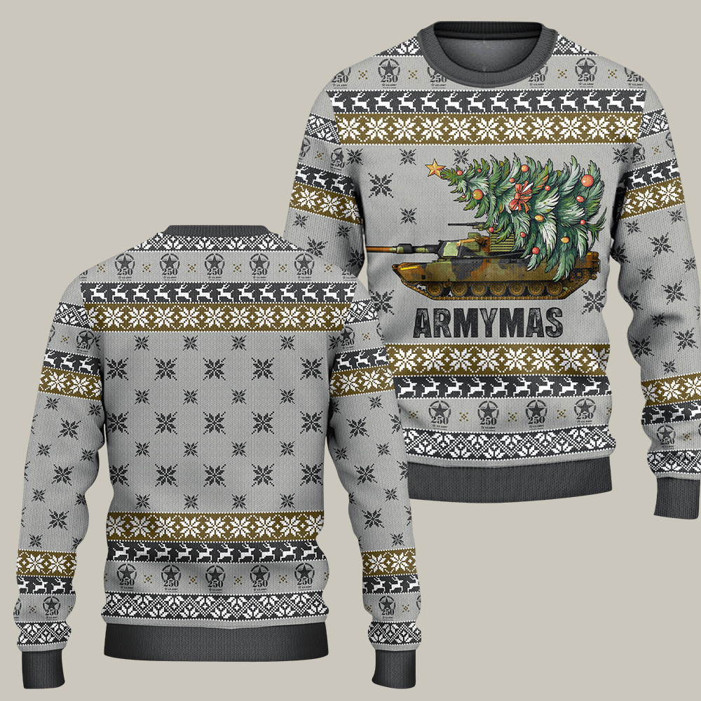 U.S. Army 250th Anniversary Christmas Ugly Sweater Armymas Veterans Day Gifts