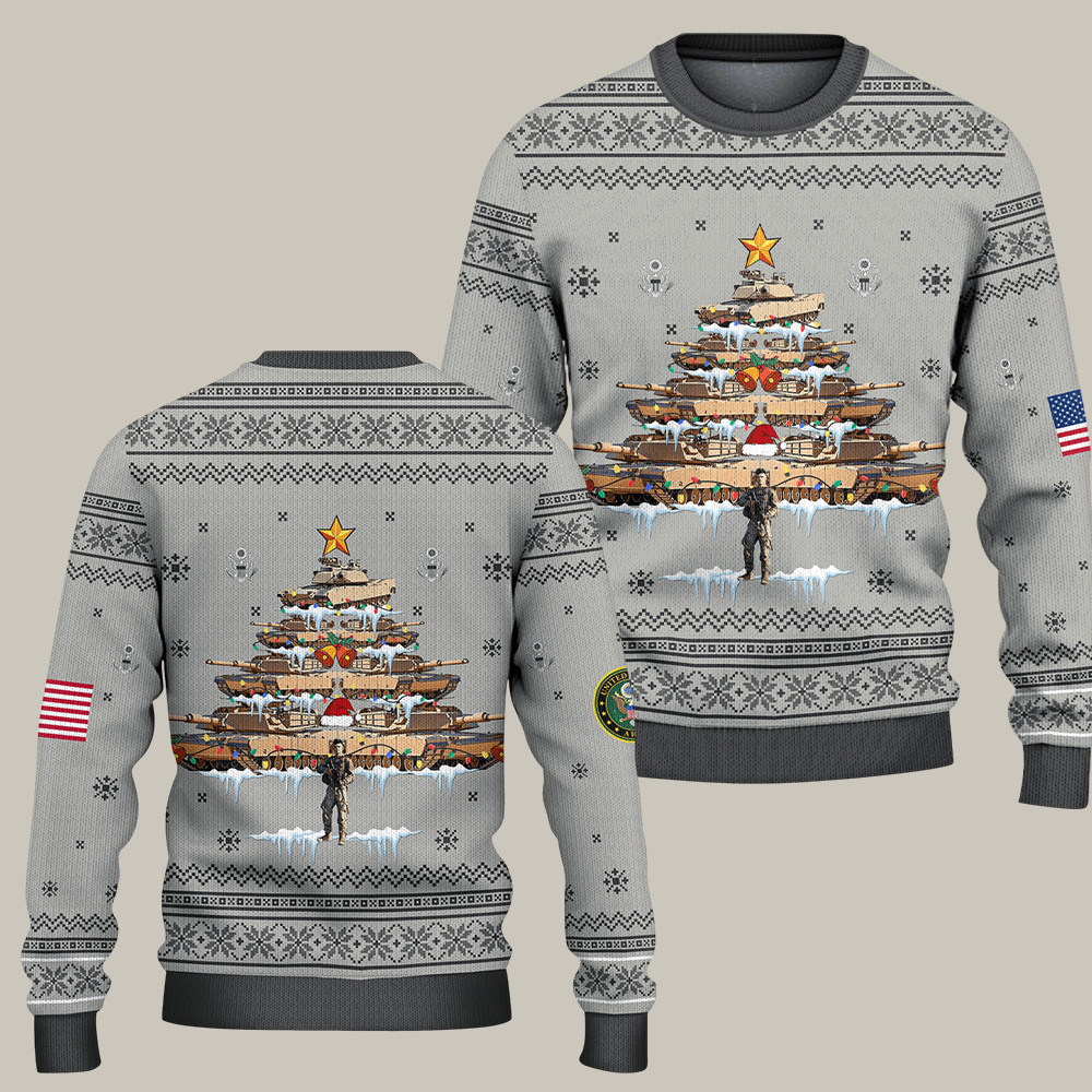 U.S. Army 250th Anniversary Christmas Ugly Sweater Veteran Apparel Gifts For Military Men