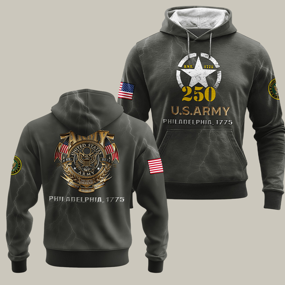 U.S. Army 250Th Anniversary Est 1775 Hoodie Philadelphia Army Veteran Gift Ideas