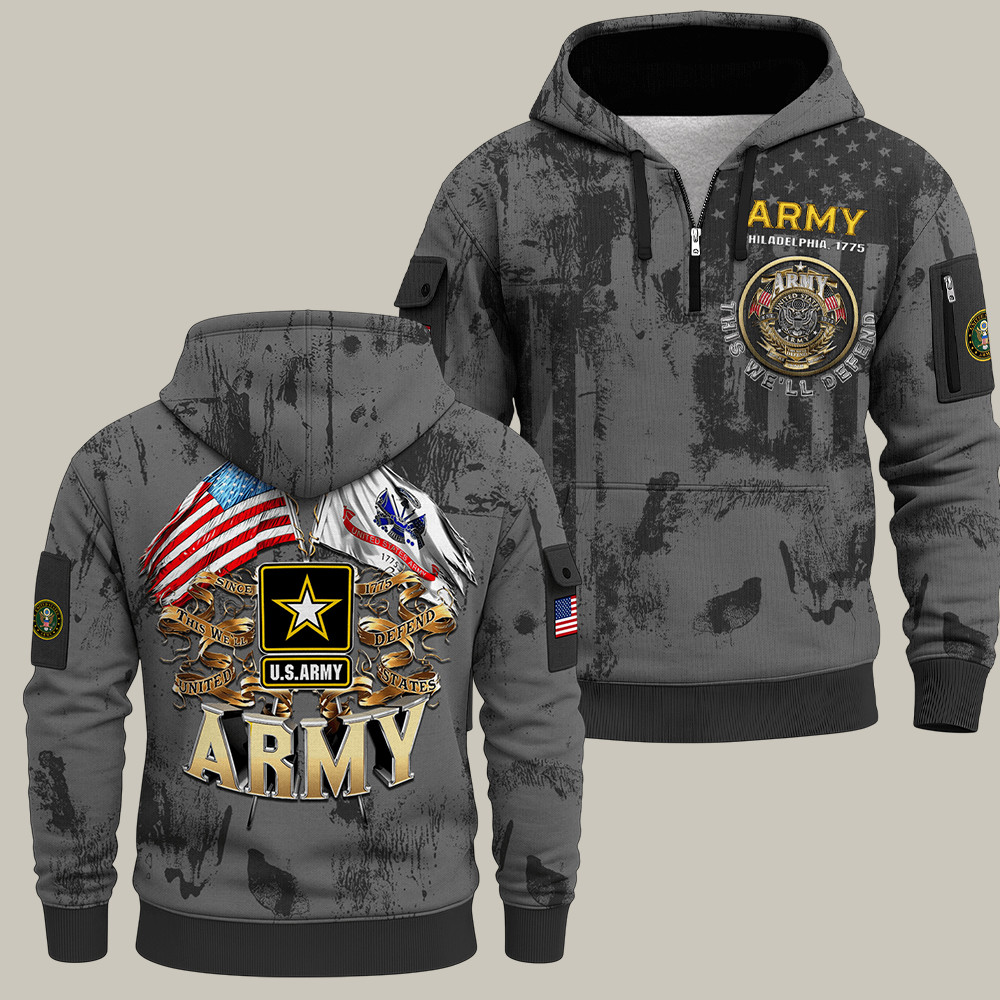 U.S. Army 250Th Anniversary Quarter Zip Hoodie Philadelphia Unique Patriotic Gifts