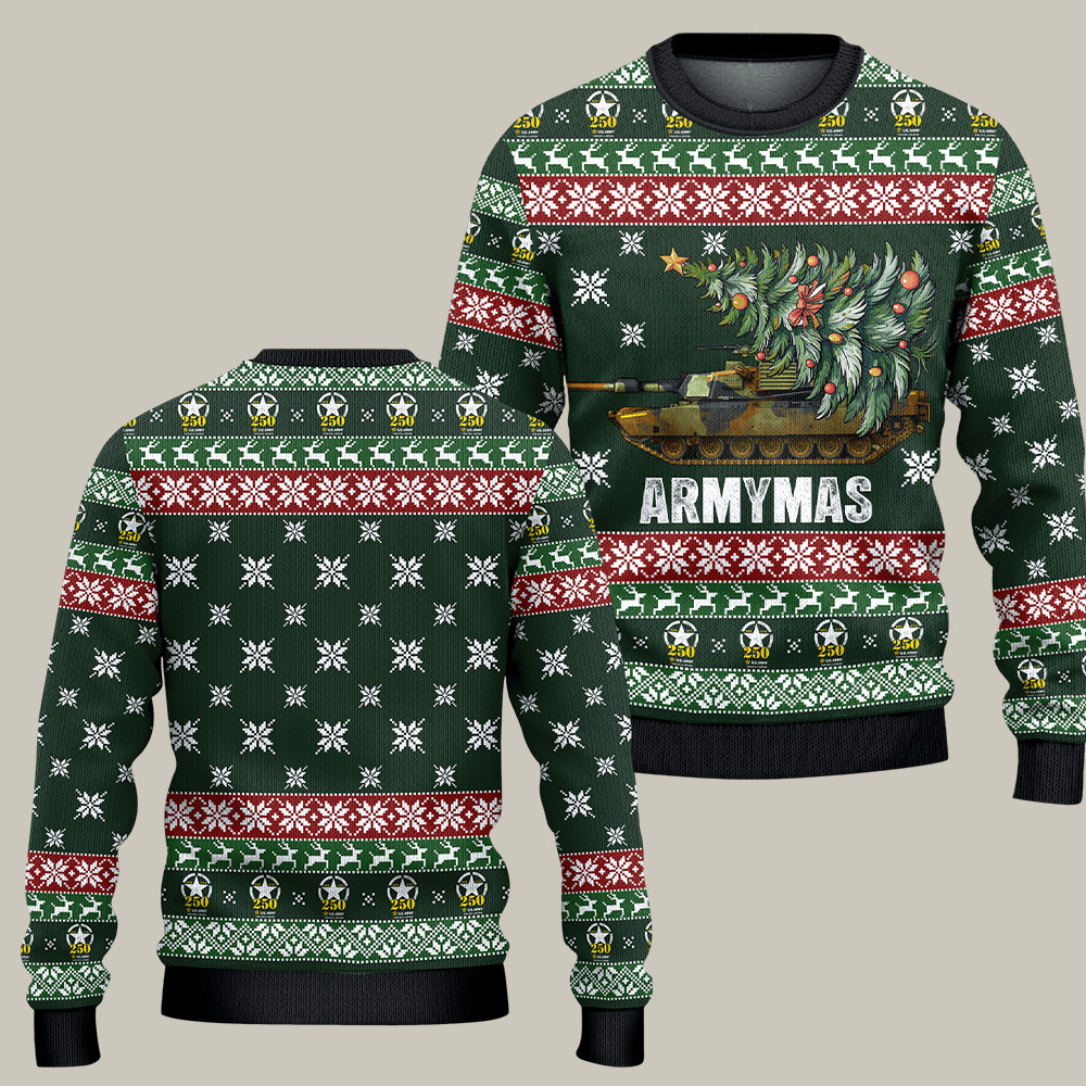 U.S. Army 250th Anniversary Ugly Christmas Sweater US Army Apparel Unique Gifts For Dad