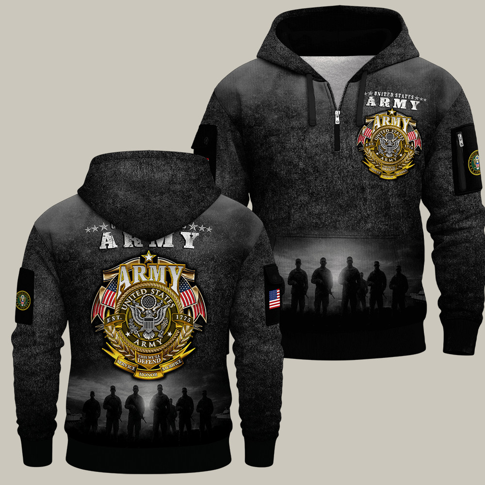 U.S. Army 250Th Birthday Quarter Zip Hoodie This We'll Defend Unique Patriotic Gifts