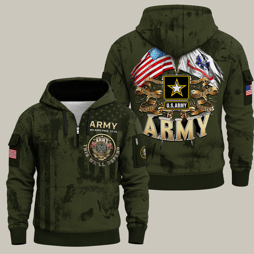 U.S. Army 250Th Year Of Service Quarter Zip Hoodie This We'll Defend Patriotic Gifts