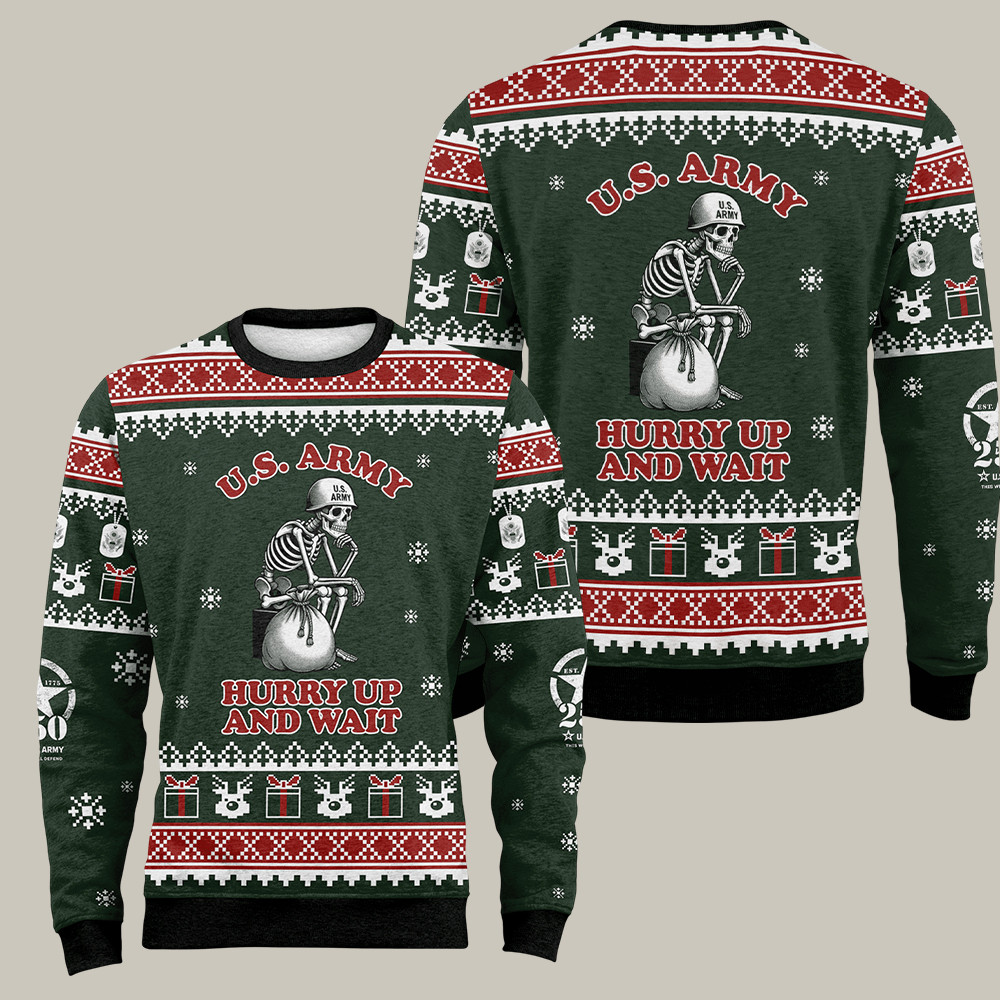 U.S. Army Veteran 250th Anniversary Christmas Ugly Sweater Army Merch Gifts Ideas
