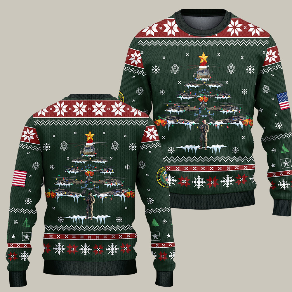 U.S. Army Veteran 250th Anniversary Christmas Ugly Sweater Military Appreciation Gift Ideas