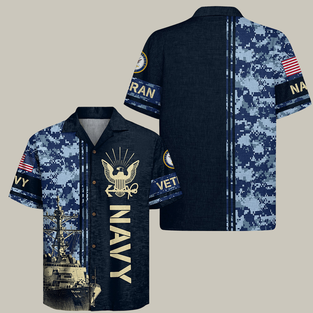 U.S. Navy 250Th Anniversary Camo Hawaiian Shirt Patriot Pride Best Gifts For Veterans