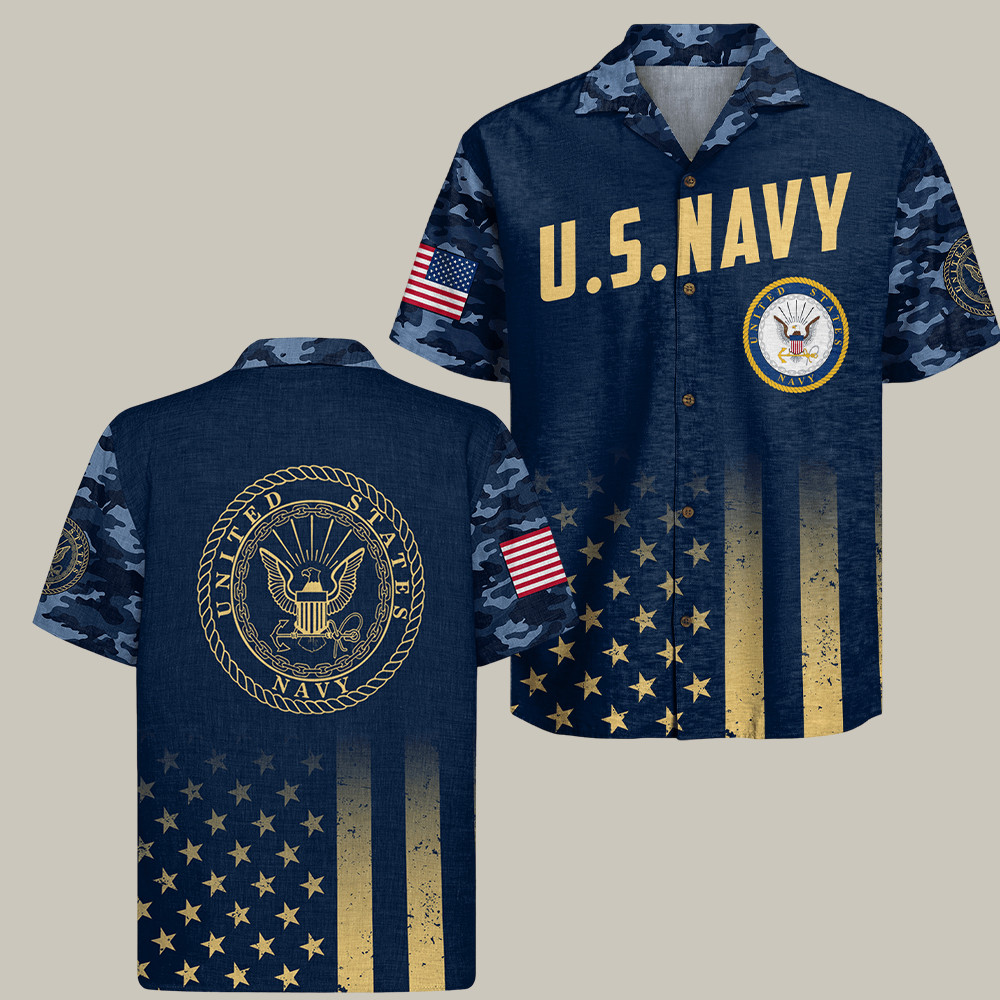 U.S. Navy 250Th Anniversary Camo Hawaiian Shirt United States Navy Patriotic Gift Ideas