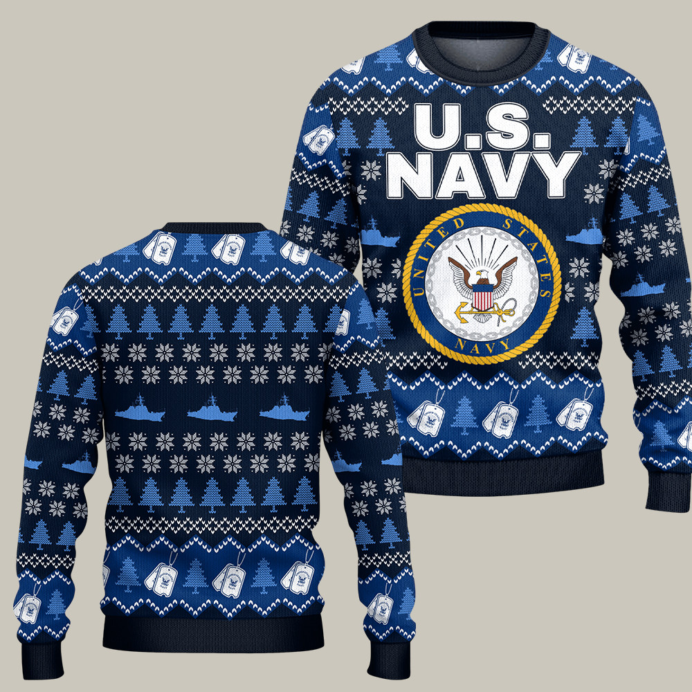U.S. Navy 250th Anniversary Christmas Ugly Sweater Christmas Clothing Christmas Gifts For Men