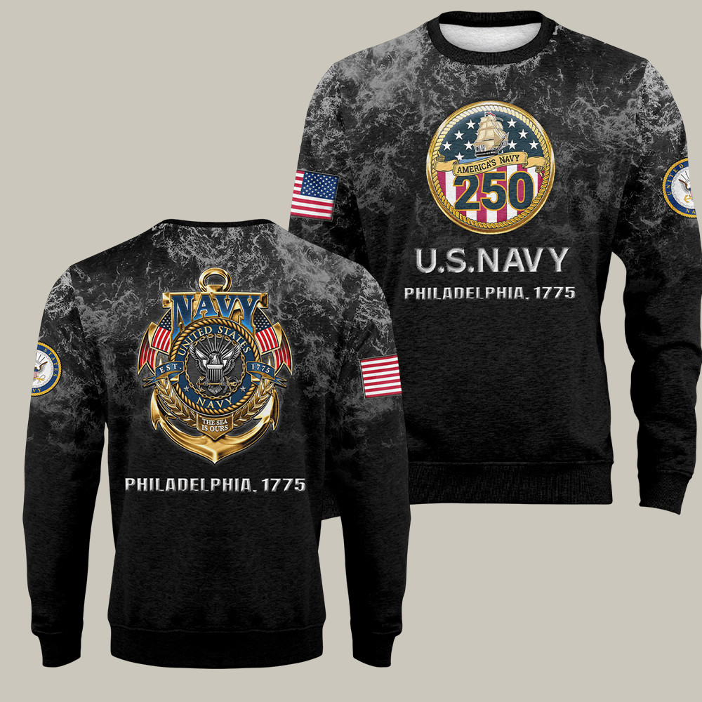 U.S. Navy 250th Anniversary Sweatshirt Philadelphia 1775 Unique Gifts For Dad
