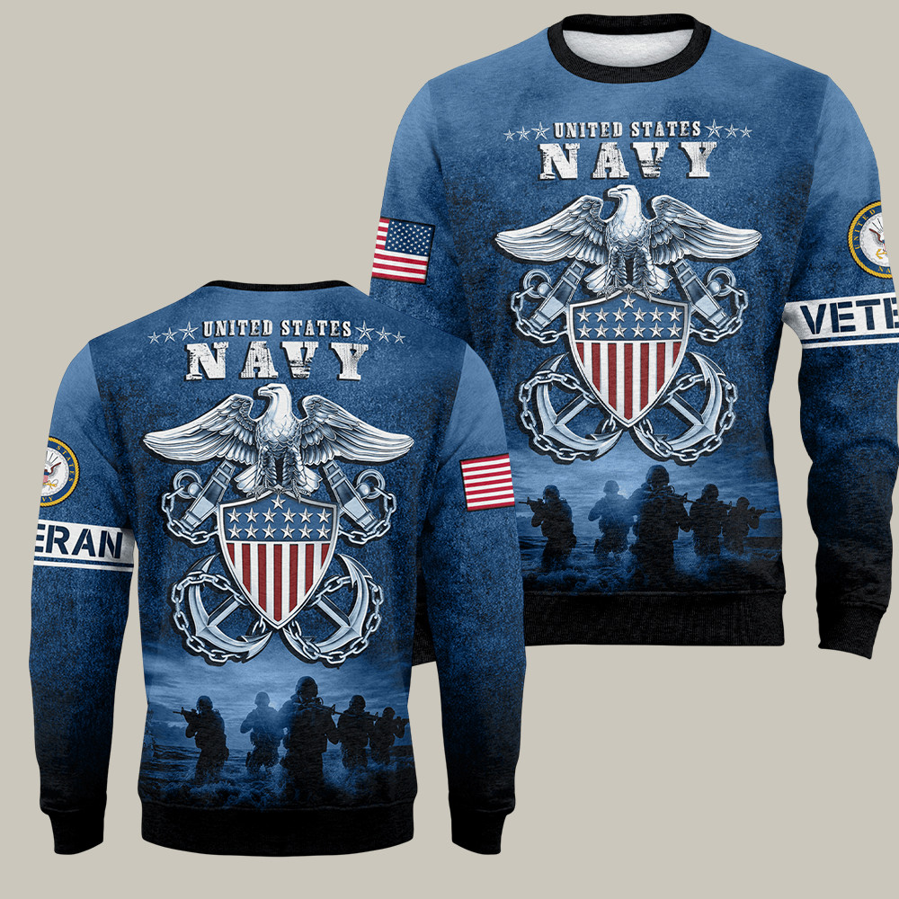 U.S. Navy 250th Anniversary Sweatshirt Proud Navy Military Clothing Veteran Gifts For Him