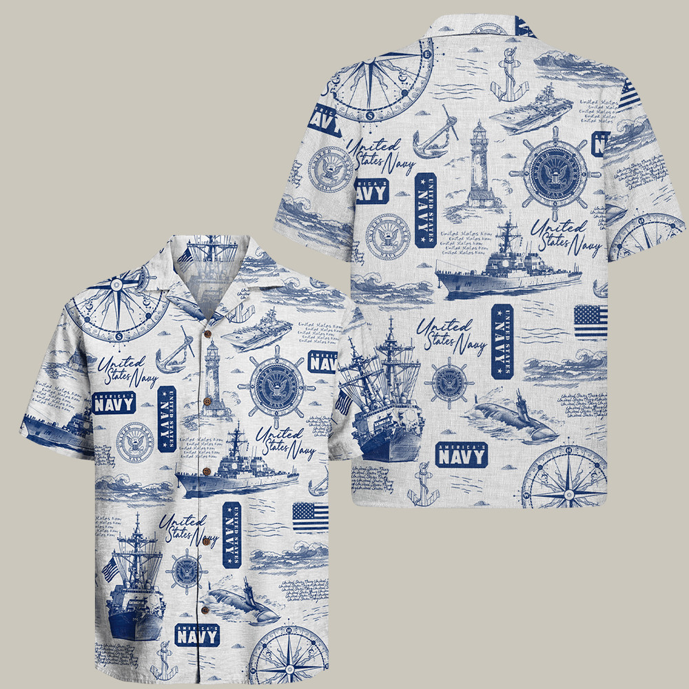U.S. Navy 250Th Year Of Service Hawaiian Shirt Anchors Aweigh Gifts For Him