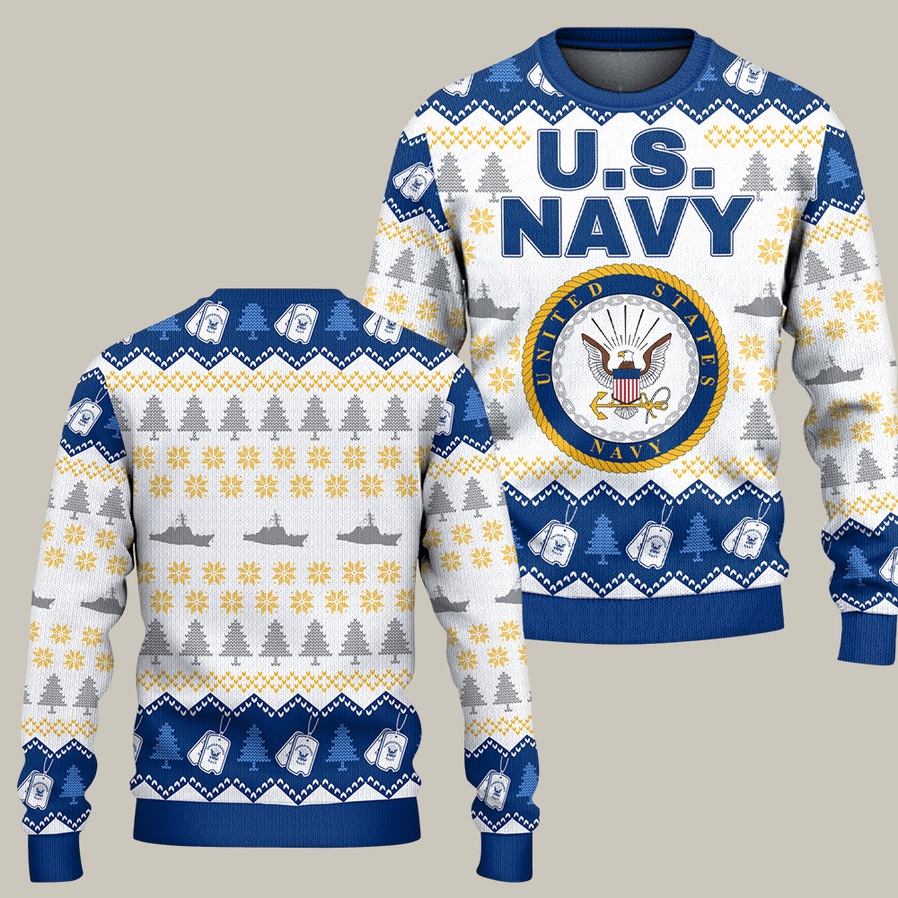 U.S. Navy 250th Years Of Service Christmas Ugly Sweater Holiday Wear Christmas Gifts For Him