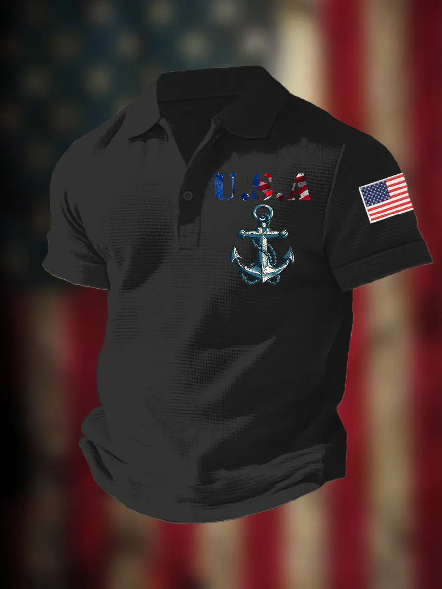 U.S. Navy Anchor Polo Shirt Short Sleeve USA Pride Gift for Patriotic Supporters