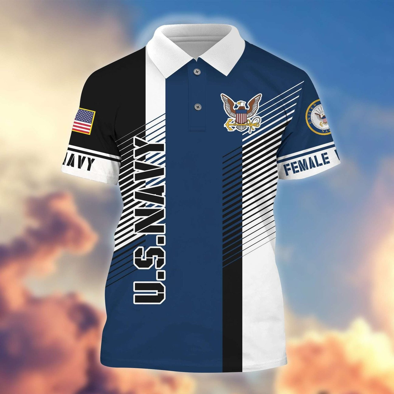 U.S. Navy Geometric Polo Shirt Patriotic Gift For Dad and Husband and Friends on Veterans Day
