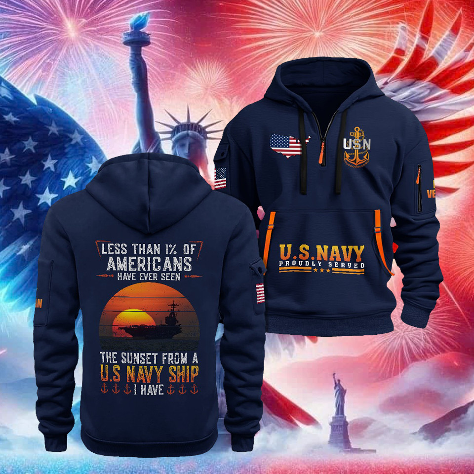 U.S. Navy Quarter Zip Hoodie Less Than 1' Of Americans Military Clothing Gifts For Men