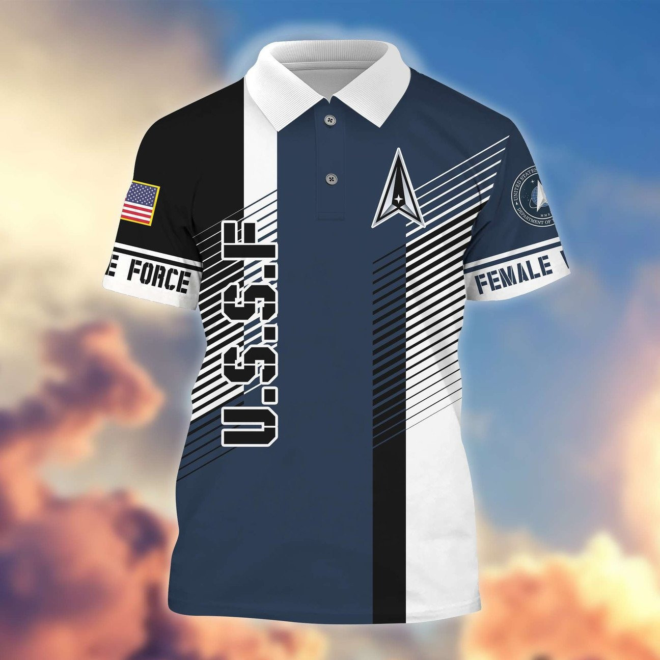 U.S. Space Force Army Geometric Polo Shirt Patriotic Gift For Dad and Husband and Friends on Veterans Day