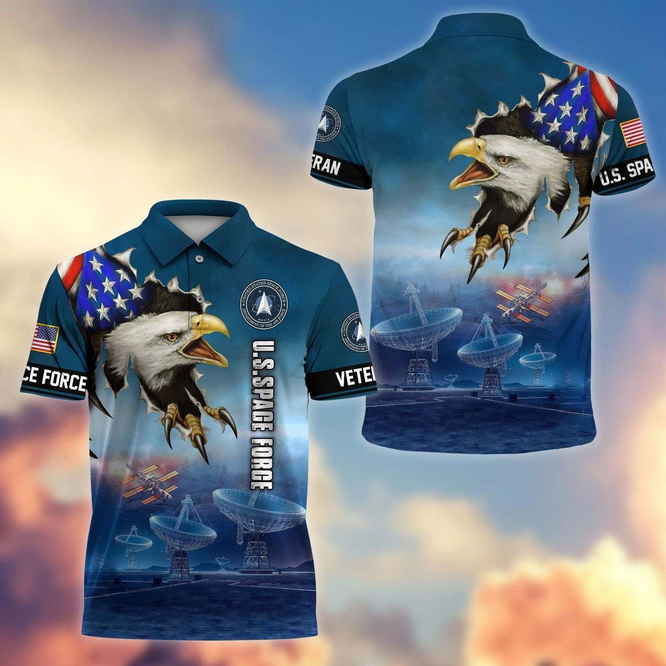 U.S. Space Force Eagle Tank Polo Shirt Premium Military Gift for Dad and Husband and Friends on Veterans Day