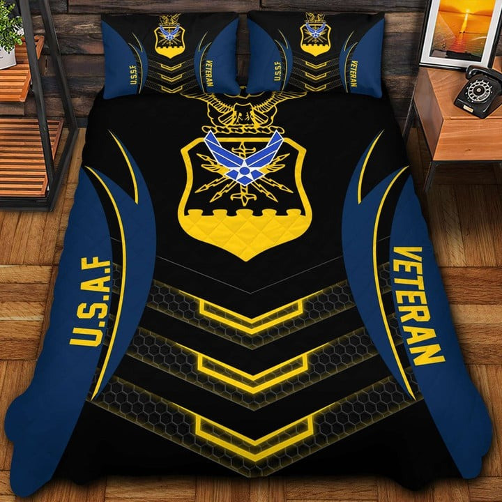 U.S.Air Force Veteran Quilted Bedding Set Duvet Cover Bedspread Best Veteran Gifts