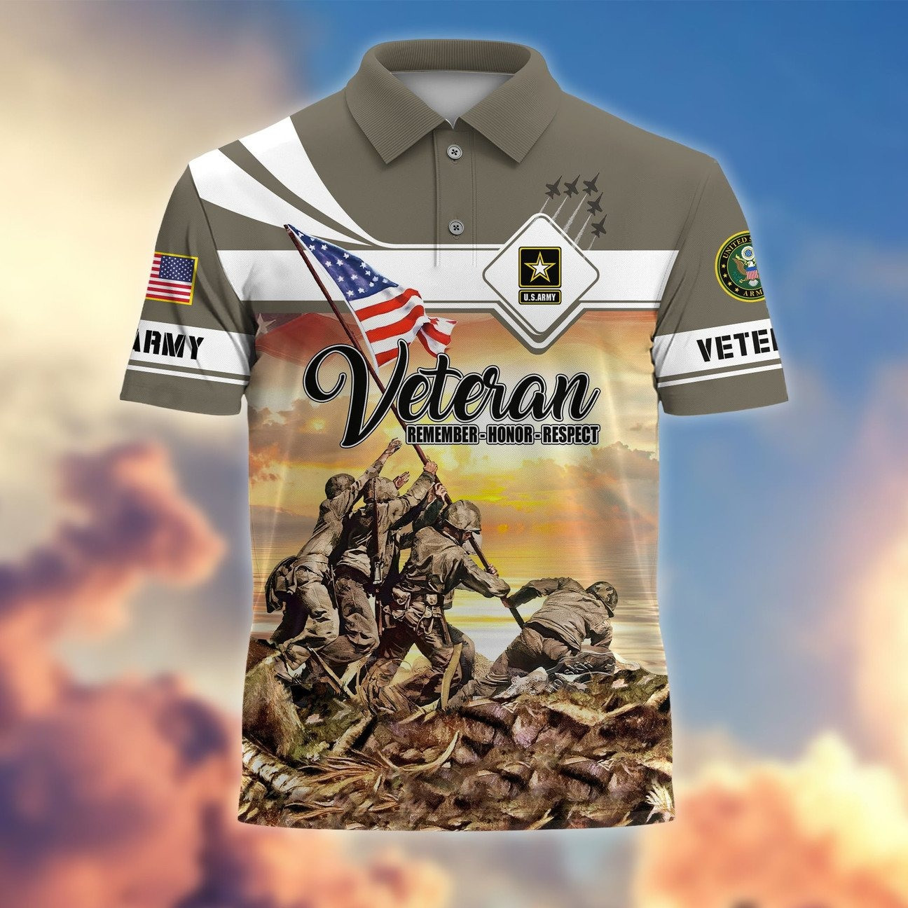 U.S.Army JROTC Polo Shirt Veteran Tribute Gift for Dad and Husband on Veterans Day