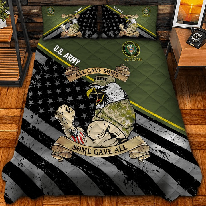 U.S.Army Veteran Quilted Bedding Set Duvet Cover Bedspread Eagle Some Gave All Military Gift Ideas