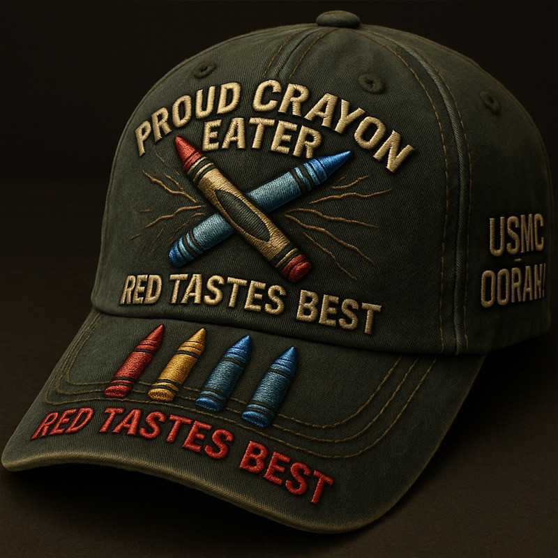 U.S.M.C Veteran Hat Proud Crayon Eater Red Tastes Best Patriotic Presents