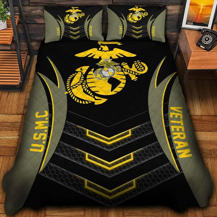U.S.M.C Veteran Quilted Bedding Set Duvet Cover Bedspread Eagle Veteran Day Gifts For Family