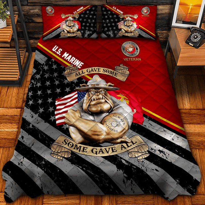 U.S.Marine Veteran Quilted Bedding Set Duvet Cover Bedspread Some Gave All Military Gift Ideas