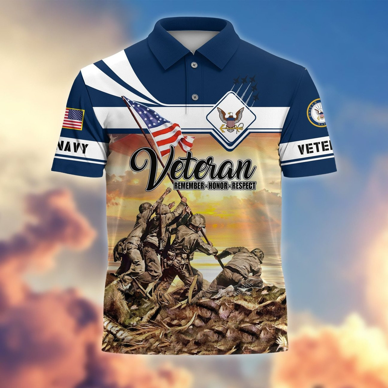 U.S.Navy JROTC Polo Shirt Veteran Tribute Gift for Dad and Husband on Veterans Day