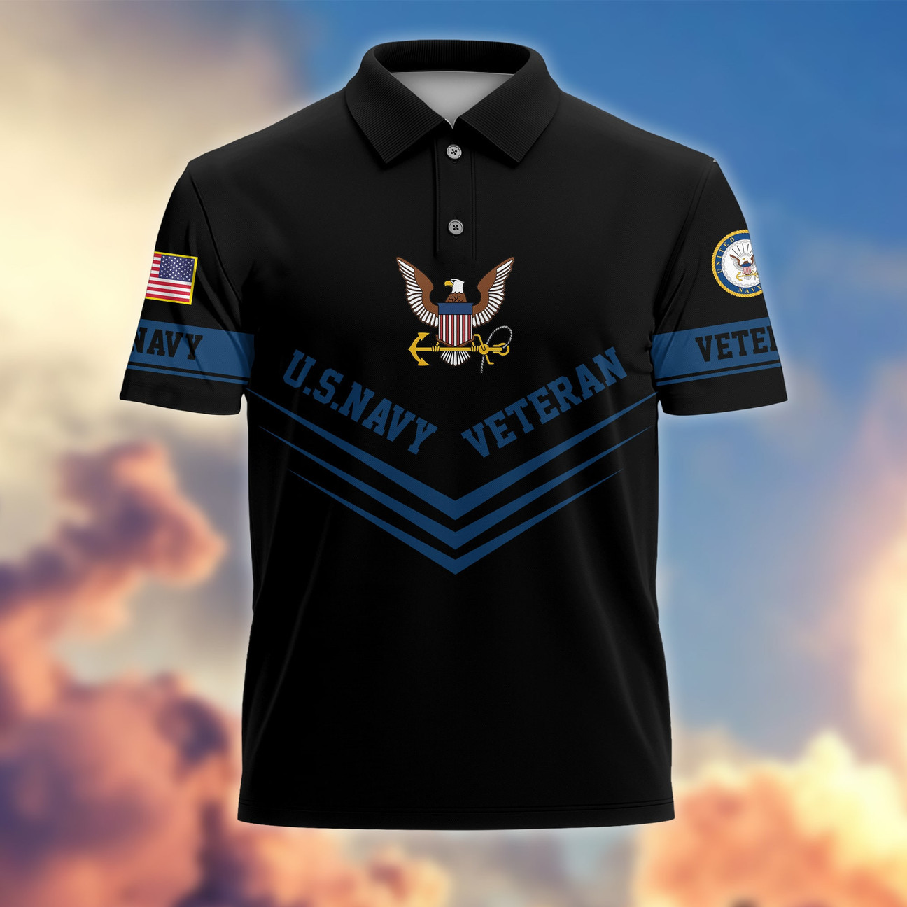 U.S.Navy Veteran Polo Shirt Premium Patriotic Gift for Memorial & Veterans Day