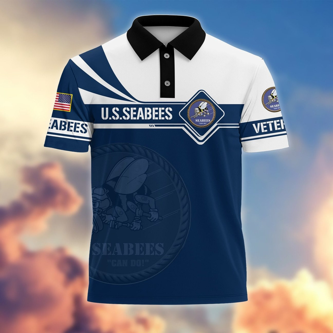U.S.Seabees Army Polo Shirt Perfect Gift For Dad and Husband and Friends on Veterans Day