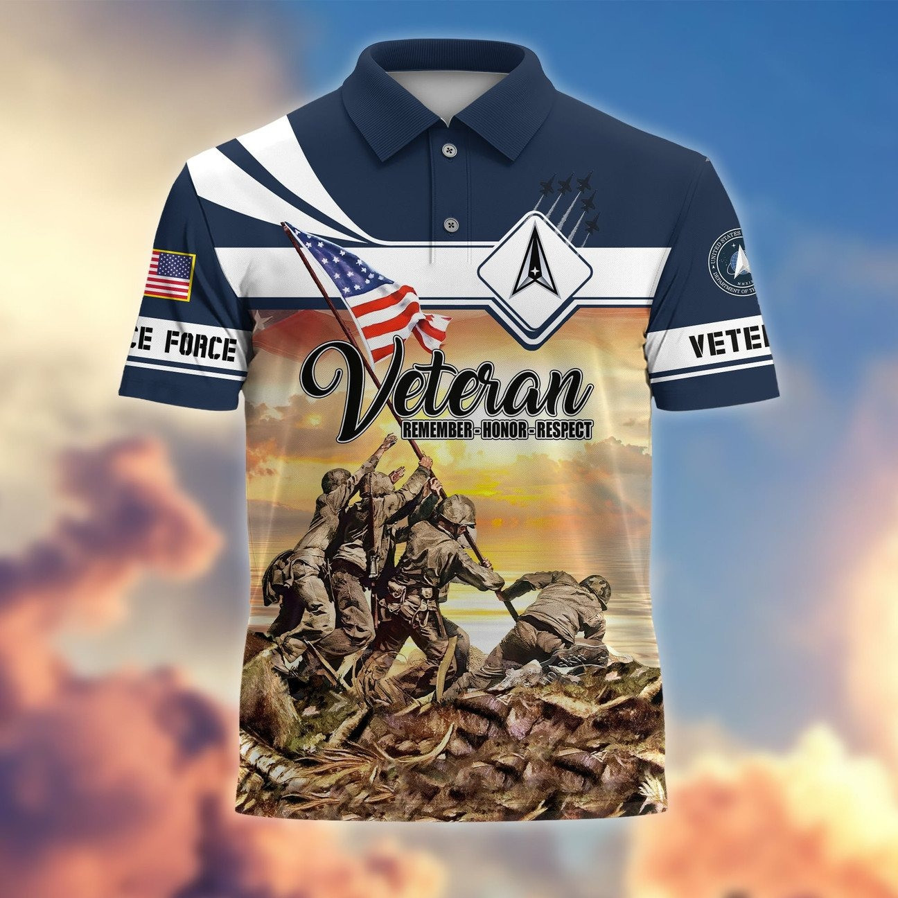 U.S.Space Force JROTC Polo Shirt Veteran Tribute Gift for Dad and Husband on Veterans Day
