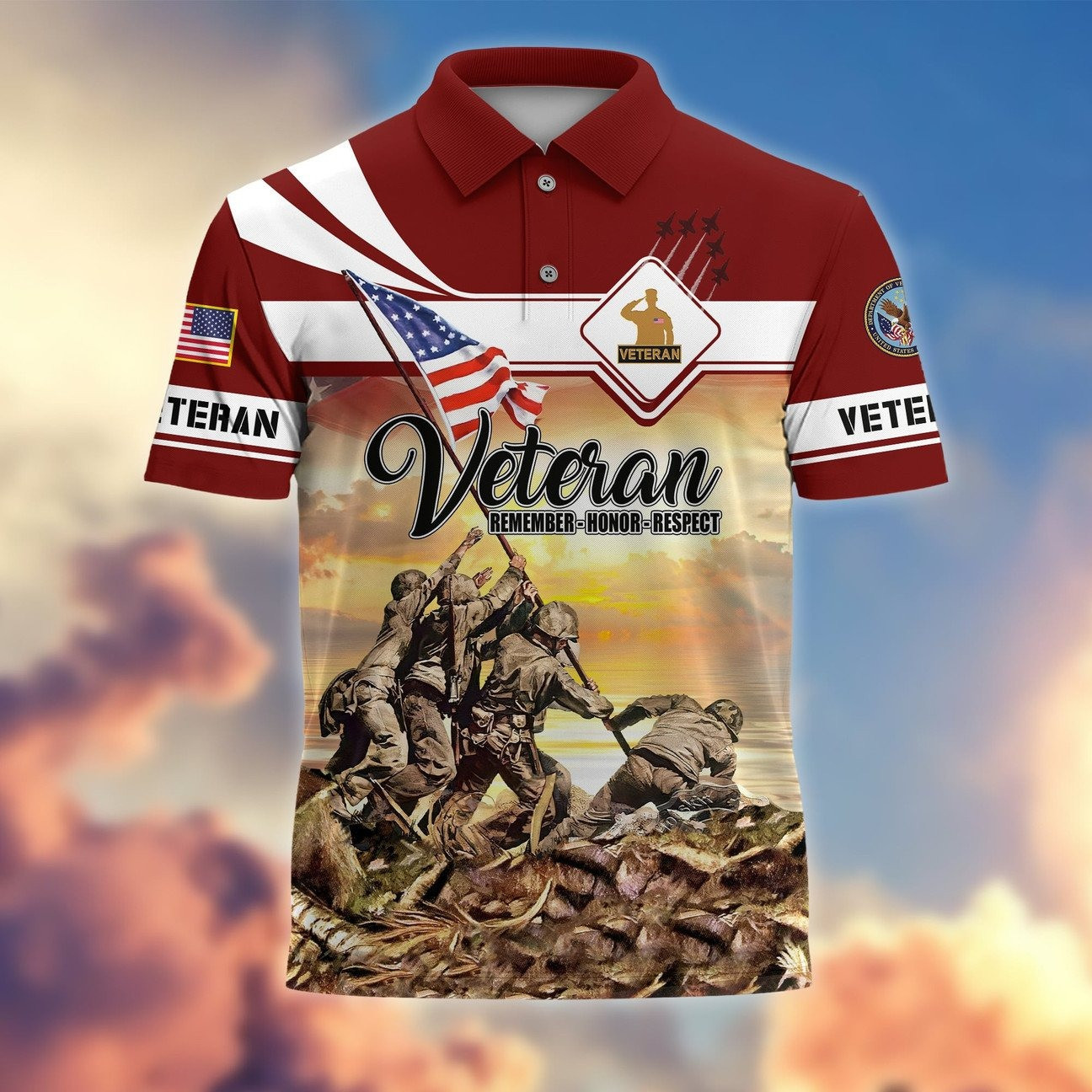 U.S.Veteran JROTC Polo Shirt Veteran Tribute Gift for Dad and Husband on Veterans Day