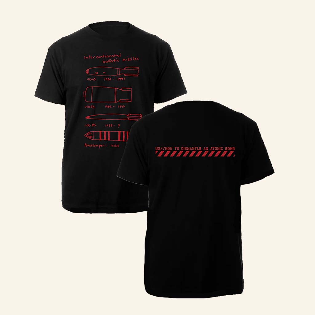 U2 Merch Intercontinental Ballistic Missiles Black T-Shirt Gift For Husband