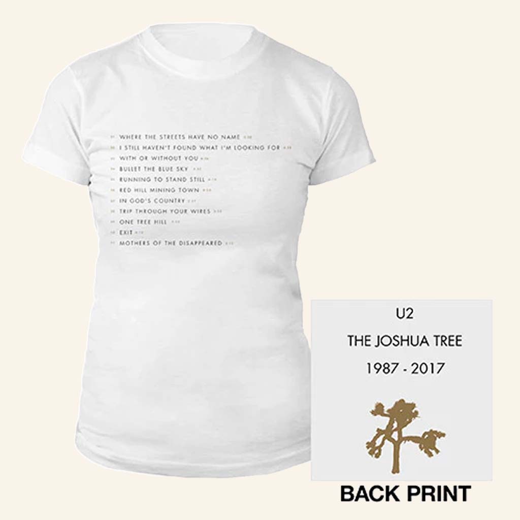 U2 Merch The Joshua Tree Song Titles White T-Shirt Gift Ideas For Sister