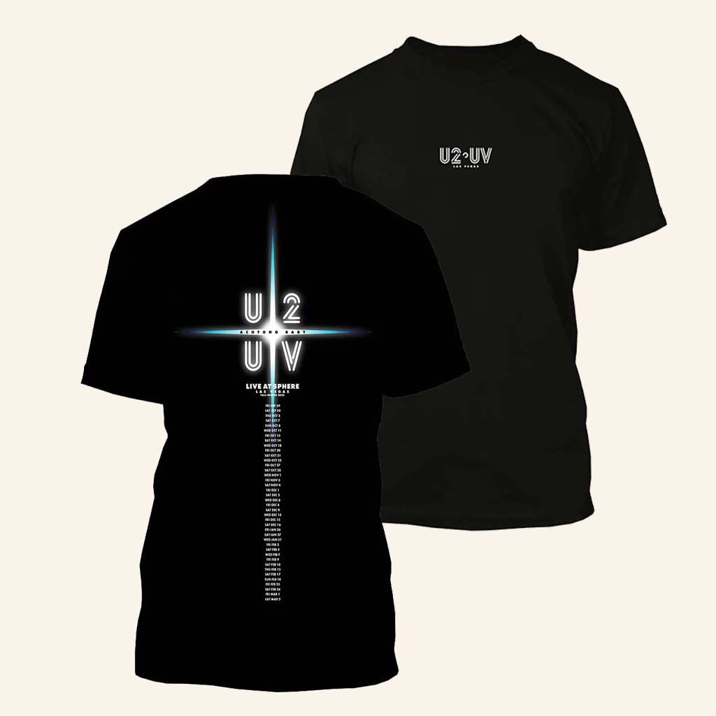 U2 Merch U2 UV Live At Sphere Black T-Shirt Cool Gift For Girlfriend