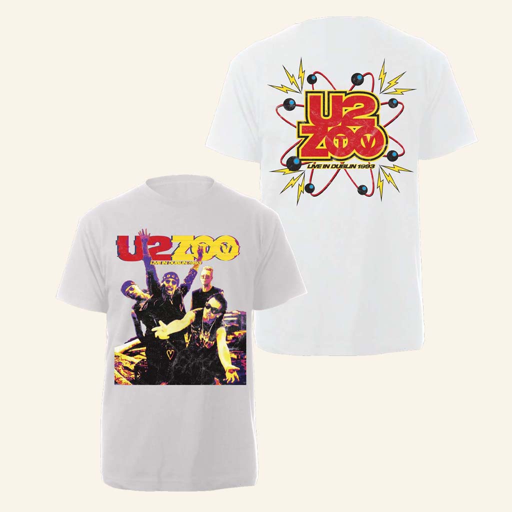 U2 Merch U2 Zoo Band Photo Live In Dublin White T-Shirt Gift For Him U2 Merch U2 Zoo Band Photo Live In Dublin White T-Shirt Gift For Him