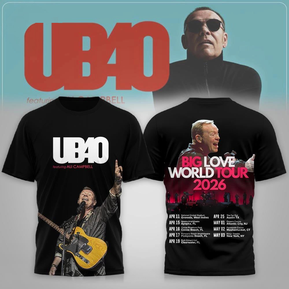 UB40 Big Love World Tour 2026 T-Shirt UB40 Merch Gift Ideas For Music Lovers