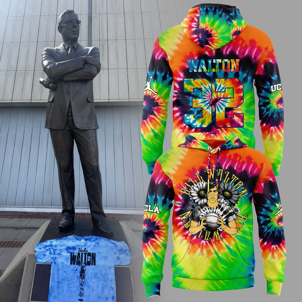 UCLA Bill Walton Tie Dye Hoodie 32 RIP Honor Bill Walton Basketball Legend Fan Gifts