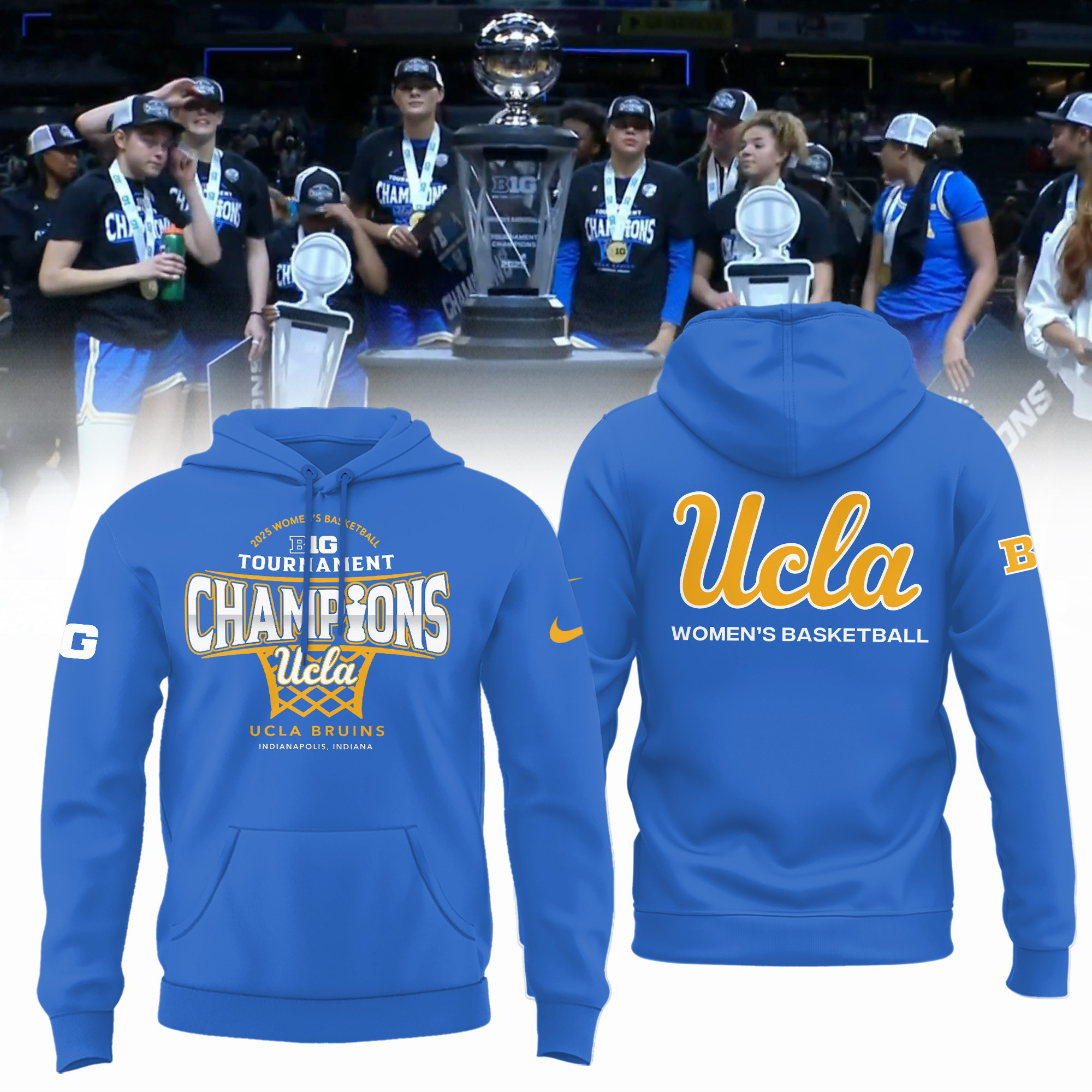 UCLA Bruins 2025 Big Ten Women's Basketball Champions Hoodie Merch Best Gifts For Fans
