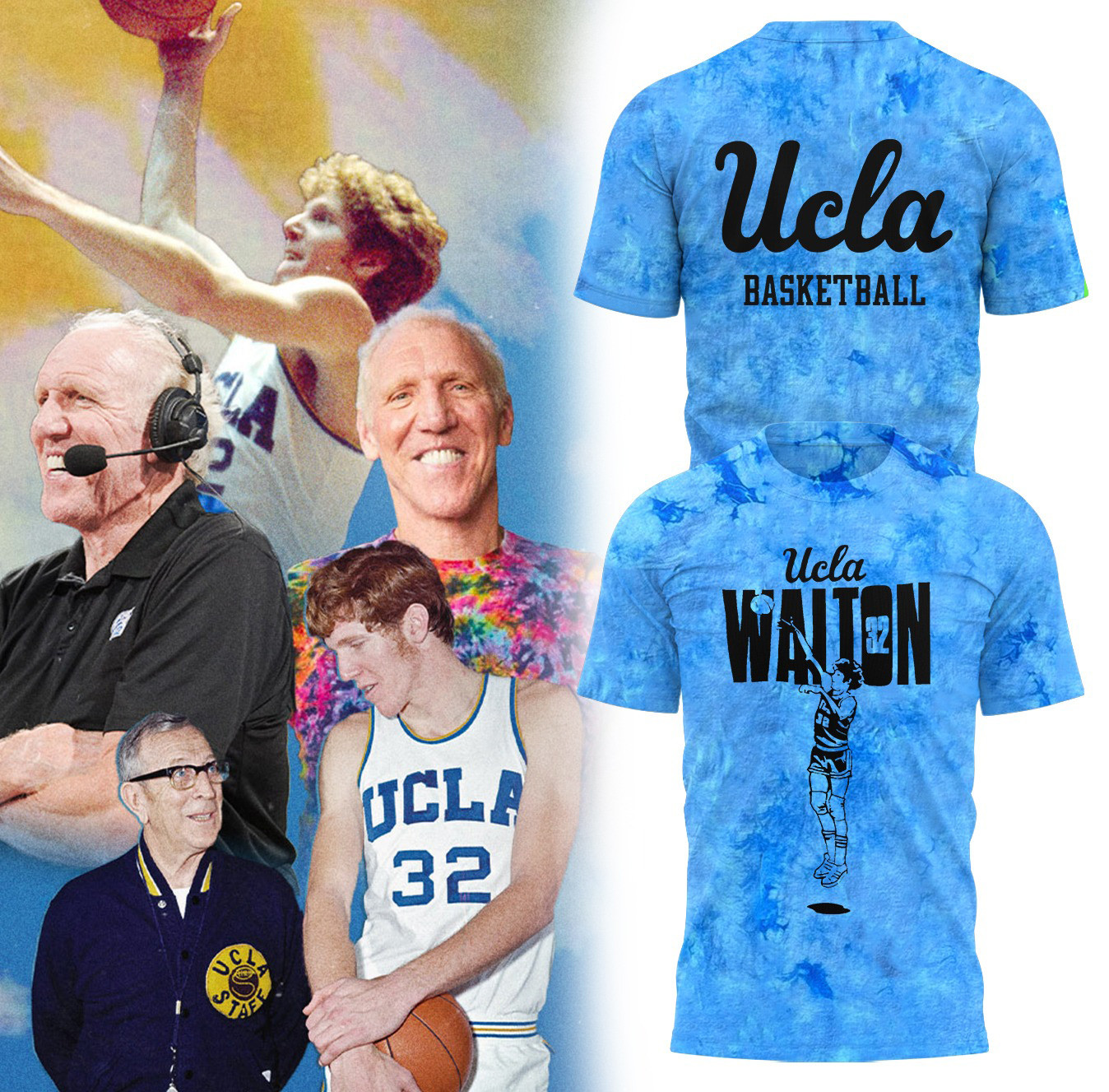 UCLA Bruins Honors The Late Bill Walton Tie Dye Shirt Basketball Fan Merch Gift Ideas